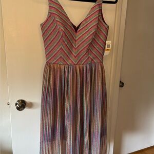 Sparkling Dress the Population Multicolor Chevron Midi Dress